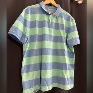 Izod Men's Polo Shirt with Blue and Green Stripes